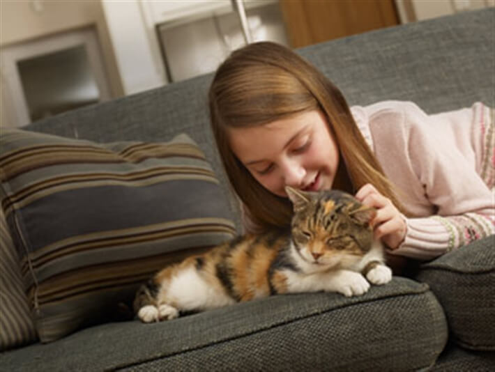 Girl with her cat