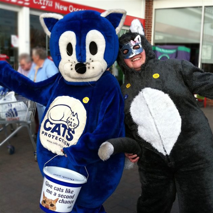 Tesco New Oscott can shake with volunteers in cat suits
