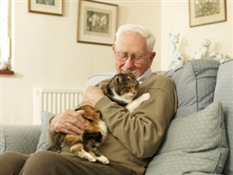 Gentleman holding a Tortie cat
