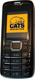 Mobile phone displaying cp logo