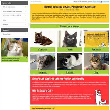Simon's Cat Cats Protection sponsorship page