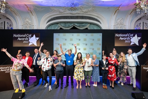 grooup of people standing on the National Cat Awards 2022 stage