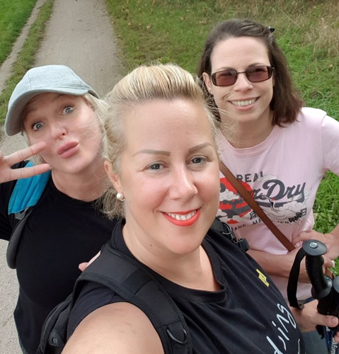 selfie of three women out for a walk