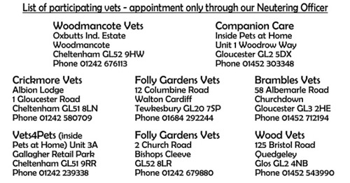 List of participating vets