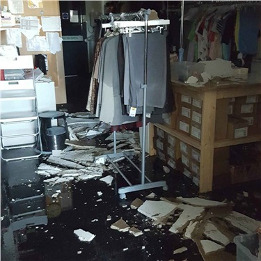 Flood damage to charity shop