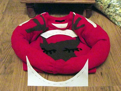 reindeer jumper with sewing pattern and stitched sleeves