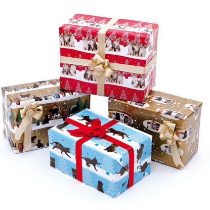 cat print Christmas wrapping paper