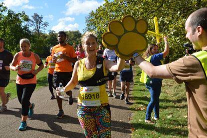 runner giving yellow paw a high five
