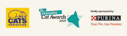 Cats Protection logo, Alternative Cat Awards logo, Purina logo