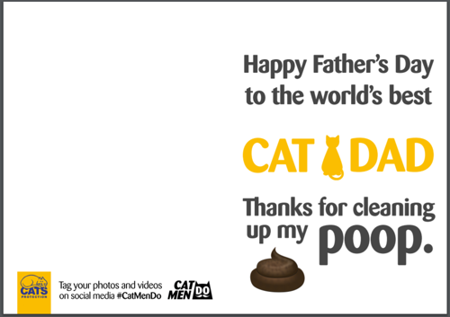 Cats Protection Father's Day card – cleaning up my poop design