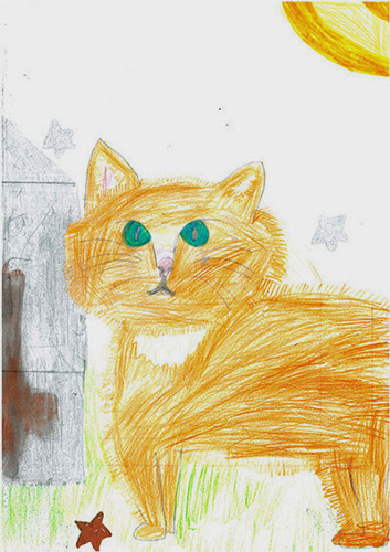 drawing of a ginger cat by a young kid