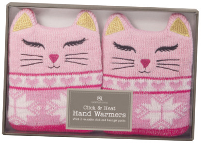 pink cat hand warmers