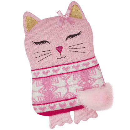 pink cat hot water bottle cover