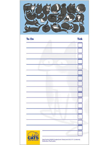 Cats Protection to do list pad with black cat illustrations
