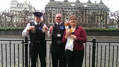 Westminster security with cat biscuits