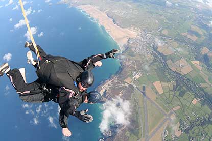 two people doing tandem skydive