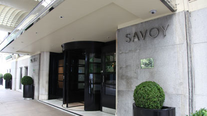 front entrance of the Savoy Hotel in London