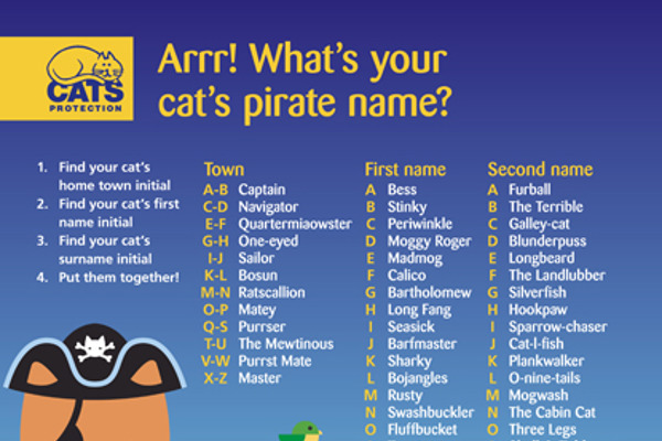 International Talk Like a Pirate Day: What’s your cat’s pirate name?