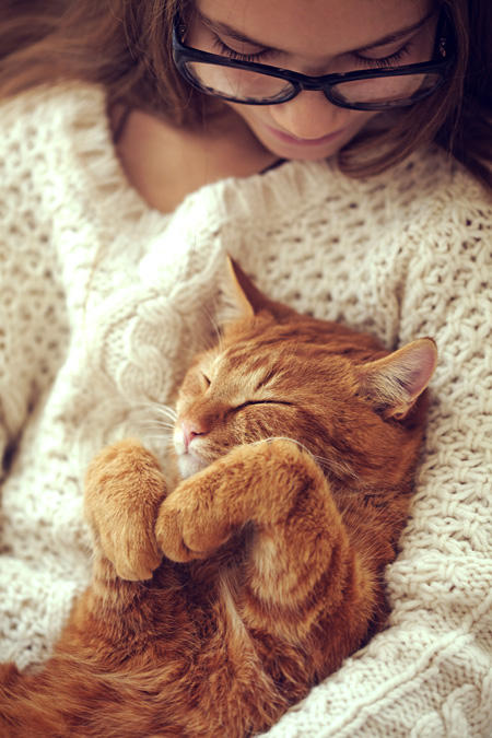 Lady and her ginger cat