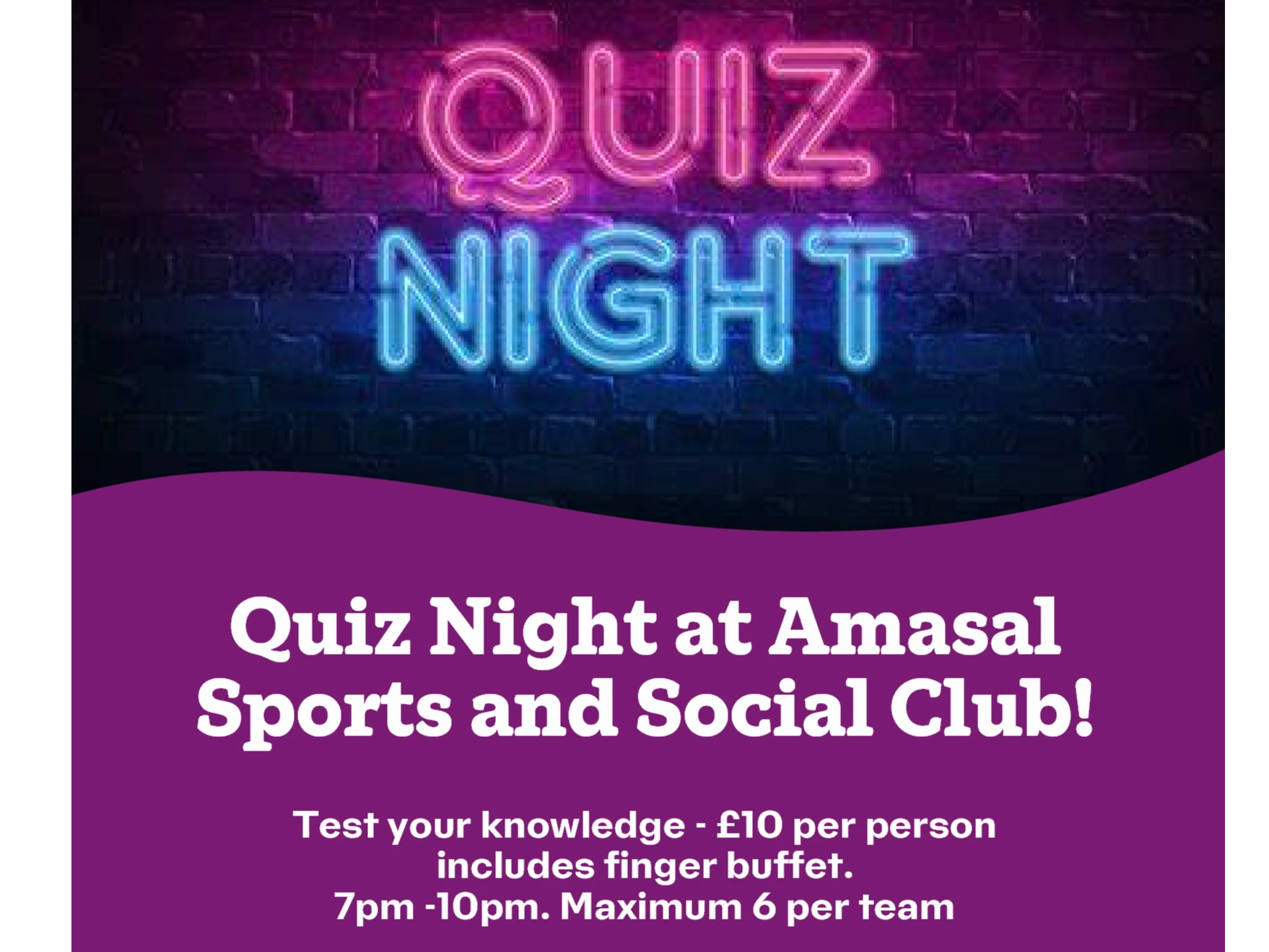 Quiz Night at Amasal Sports and Social Club - 7pm-10pm