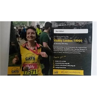 Fundraiser Beata runs marathon for Cats Protection