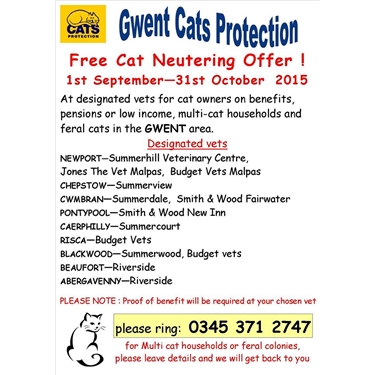 Free Neutering Campaign in Gwent