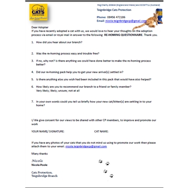 Rehoming questionnaire Rehoming questionnaire